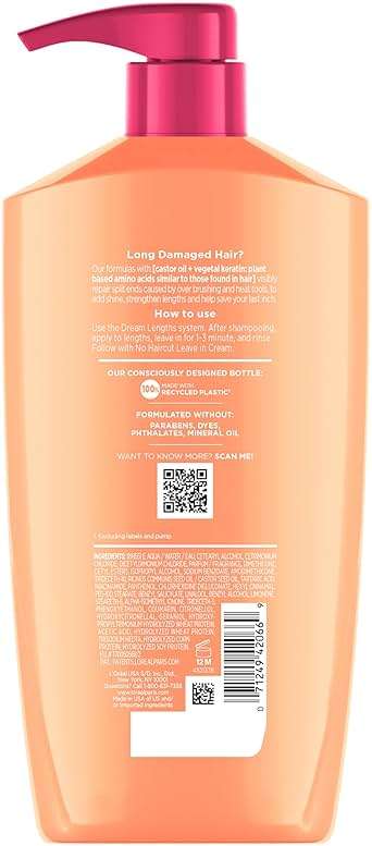 L'Oreal Paris Elvive Dream Lengths Super Detangling Conditioner With Fine Castor Oil and Vitamins B3 and B5 for Long, Damaged Hair, Instantly Detangles To Reduce Breakage With System, 28 Fl Ounce - Image 9