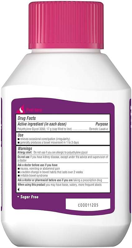 MiraLAX, Laxative Powder, Gentle Constipation Relief for Adults, Stool Softener with PEG 3350, Nonstimulant Laxative, No Harsh Side Effects, Includes Stirrer, 14 Count - Image 7