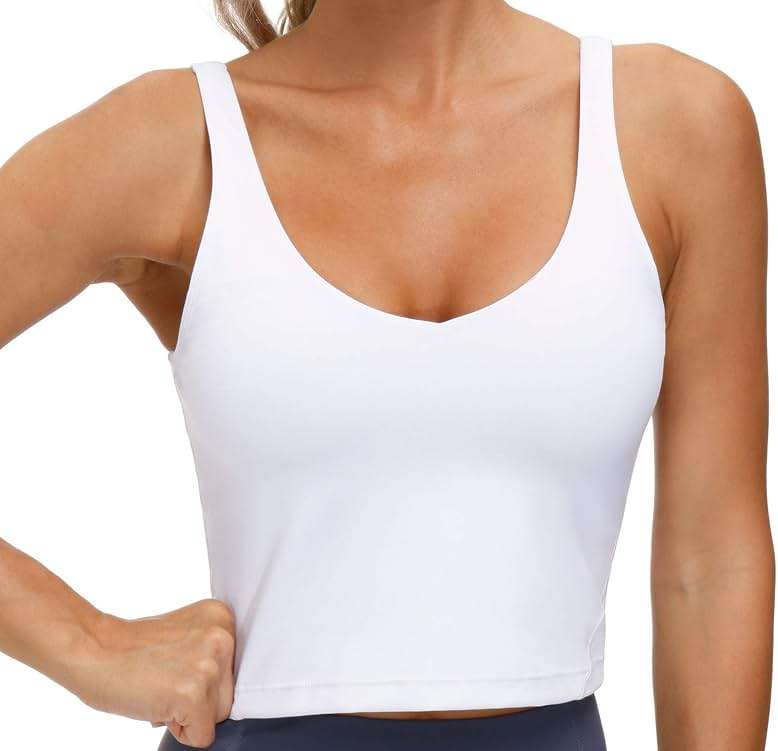 THE GYM PEOPLE Womens' Sports Bra Longline Wirefree Padded with Medium Support - Image 1