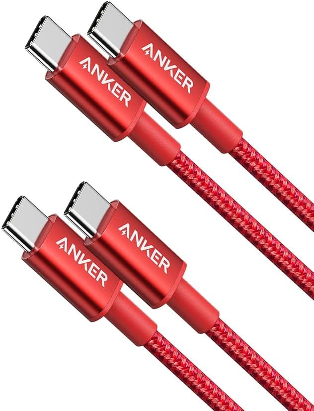 Anker USB C to USB C Cable, Type-C 60W Fast Charging Cable (3.3 FT, 2Pack) for iPhone 17 Series, iPad mini 6 and More (Red) - Product Image