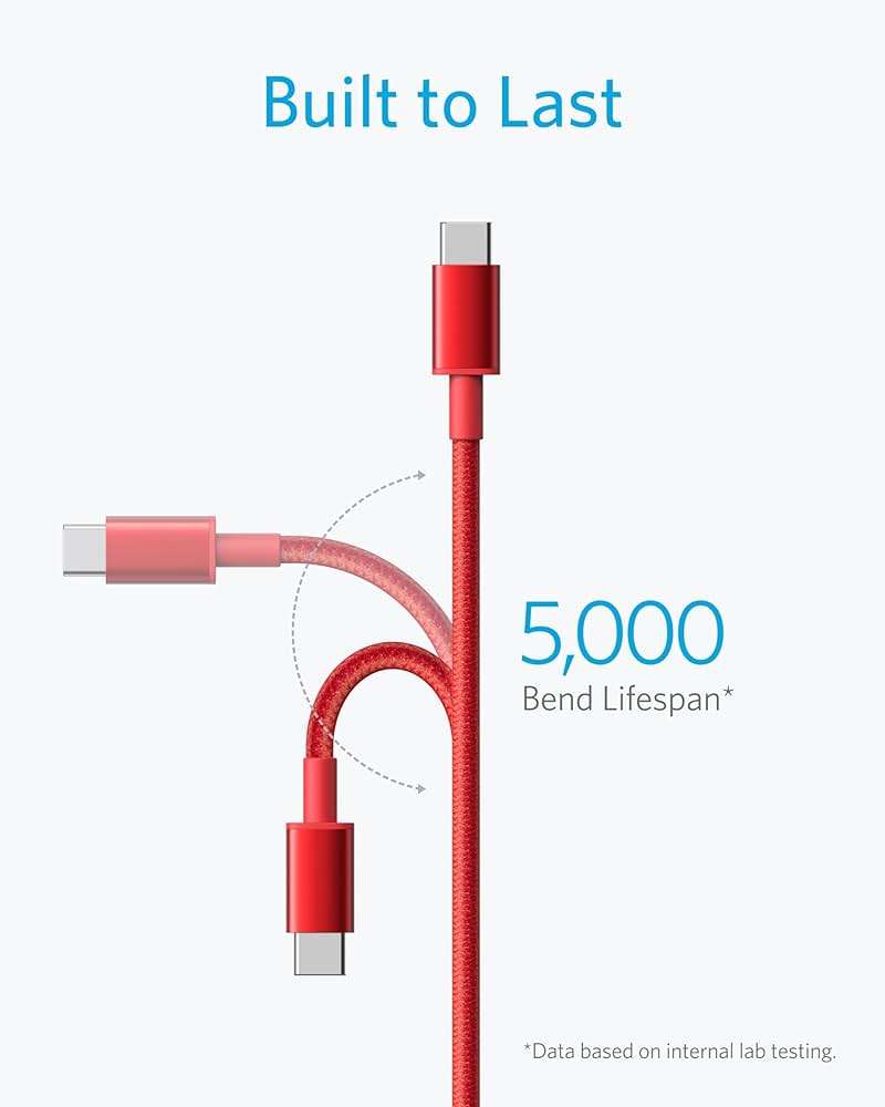 Anker USB C to USB C Cable, Type-C 60W Fast Charging Cable (3.3 FT, 2Pack) for iPhone 17 Series, iPad mini 6 and More (Red) - Image 3