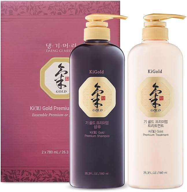 Daeng Gi Meo Ri - Ki Gold Premium Shampoo and Treatment Set, Promotes Healthy Hair Growth, Scalp Stimulant, Prevents Hair Loss, 26.3 FL OZ Each - Image 1