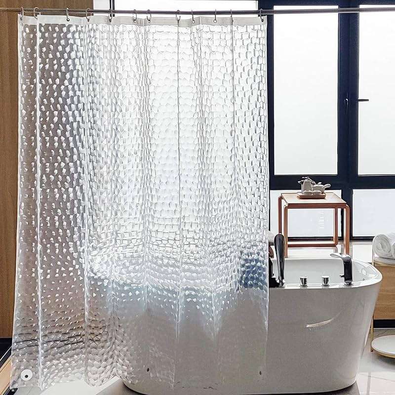 NTBAY EVA Clear Shower Curtain with Water Cube, Water-Repellent Liner with 3 Magnets for Bathroom, 72x72 Inches - Image 1