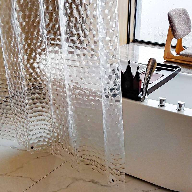 NTBAY EVA Clear Shower Curtain with Water Cube, Water-Repellent Liner with 3 Magnets for Bathroom, 72x72 Inches - Image 7