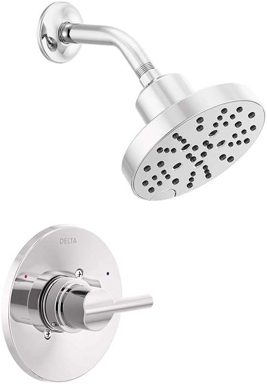 Delta Nicoli 14 Series H2Okinetic Shower Faucet Set, Chrome Shower Head and Handle Set, Valve Trim Kit, Chrome 142749 (Valve Included) - Image 1