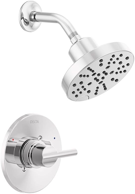 Delta Nicoli 14 Series H2Okinetic Shower Faucet Set, Chrome Shower Head and Handle Set, Valve Trim Kit, Chrome 142749 (Valve Included) - Product Image