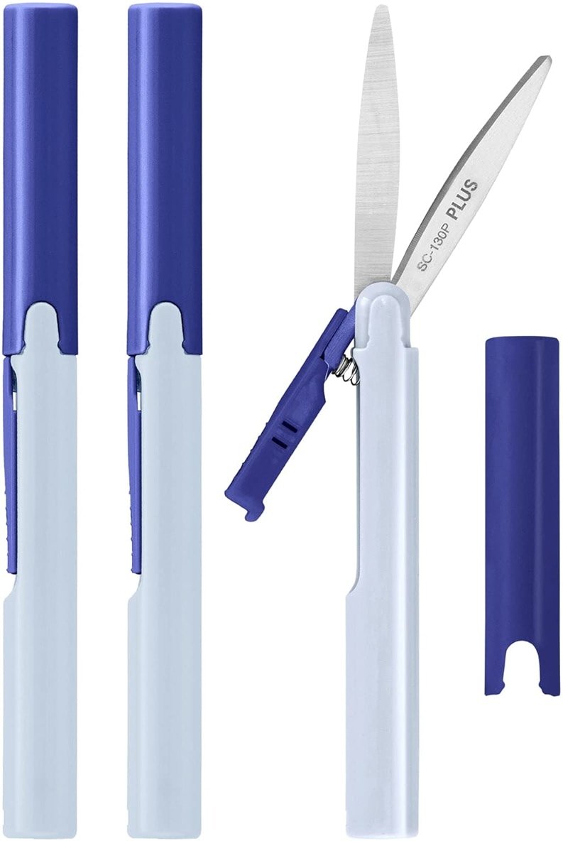 Plus Pen Style Compact Twiggy Scissors with Cover, 3-Pack Blue - Product Image