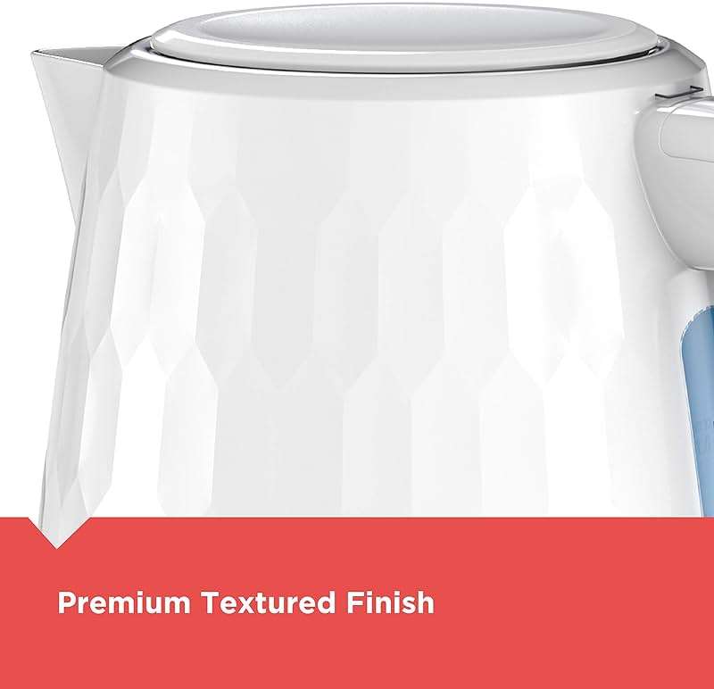 BLACK+DECKER 1.7L Cordless Electric Kettle, KE1560W, Premium Texture, Water Window, Rapid Boil, Auto Shutoff, White - Image 5