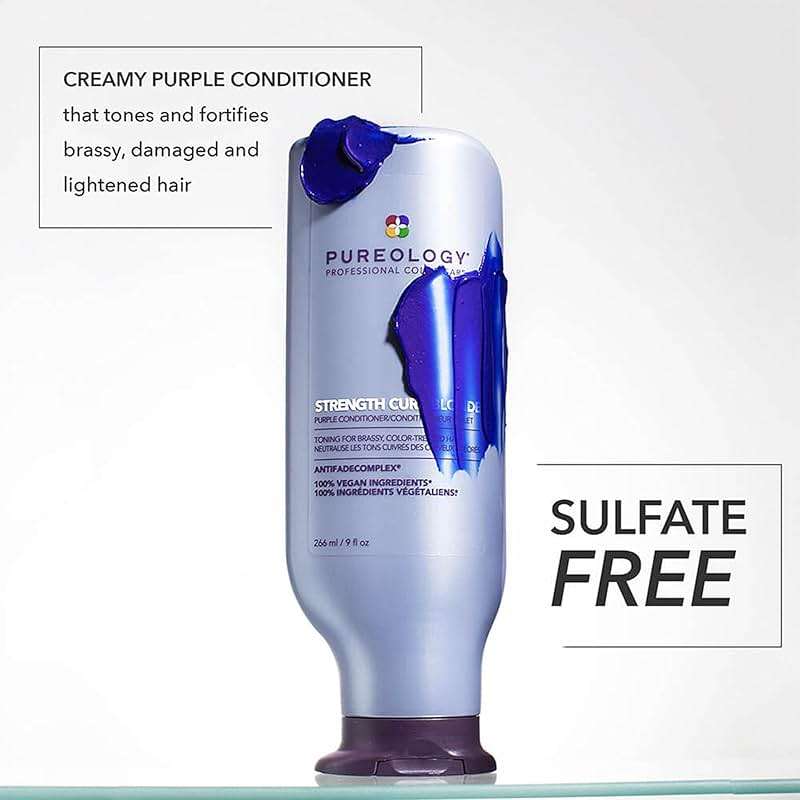 Pureology Strength Cure Blonde Purple Conditioner - For Blonde & Lightened Color-Treated Hair, Strengthens Hair & Fights Brass, Sulfate-Free & Vegan - Image 2