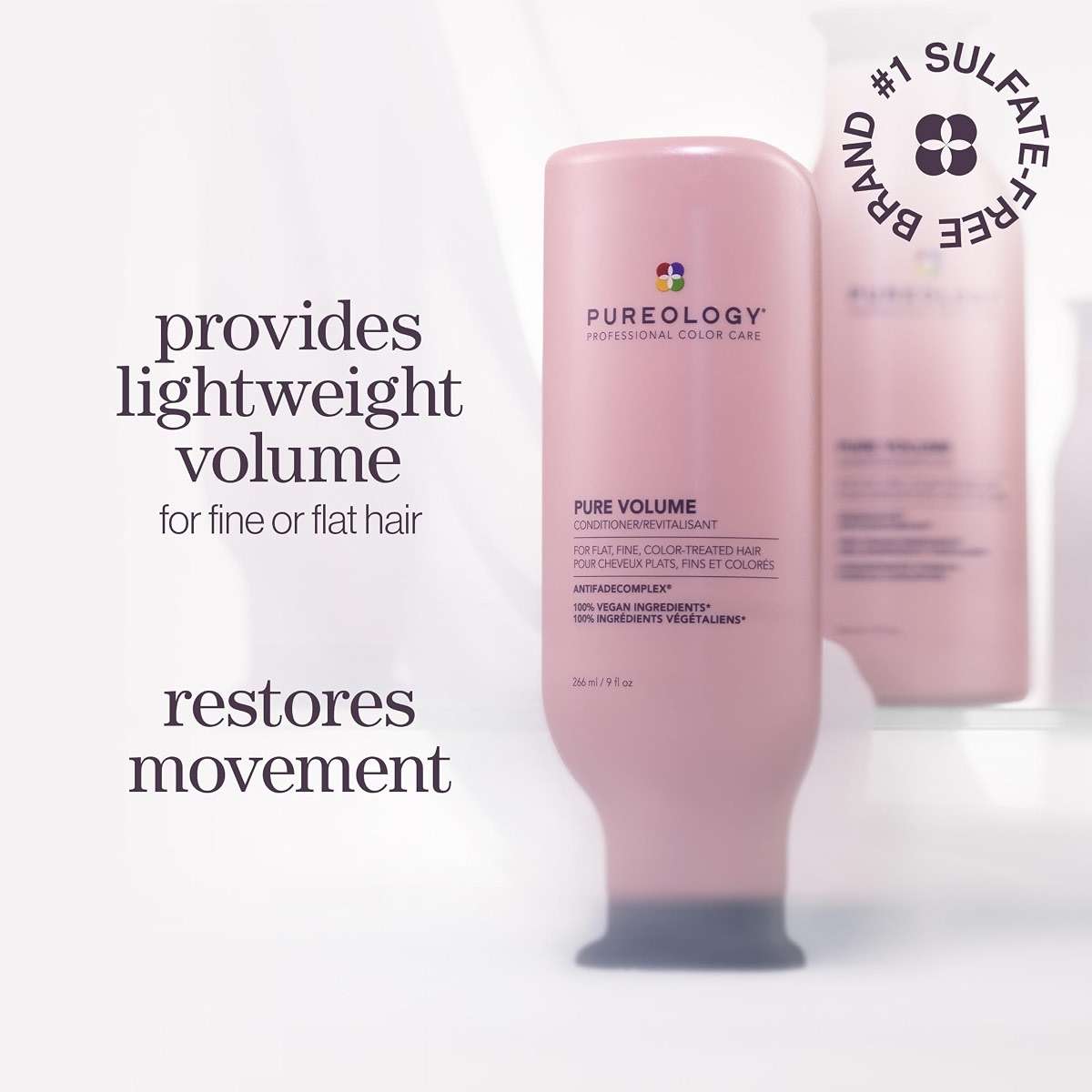 Pureology Pure Volume Conditioner - Enhances Volume and Movement, Lightweight Shampoo for Fine, Flat, Color Treated Hair - Image 2