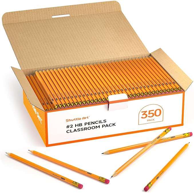 Shuttle Art Wood-Cased #2 HB Pencils, 350 Pack Sharpened Yellow Pencils with Erasers, Bulk Pack Graphite Pencils for School and Teacher Supplies, Writing, Drawing and Sketching - Image 1