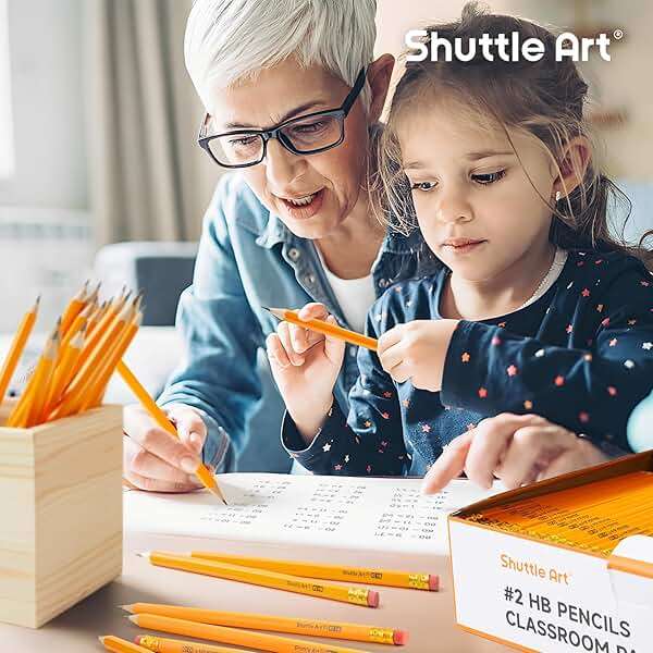 Shuttle Art Wood-Cased #2 HB Pencils, 350 Pack Sharpened Yellow Pencils with Erasers, Bulk Pack Graphite Pencils for School and Teacher Supplies, Writing, Drawing and Sketching - Image 2