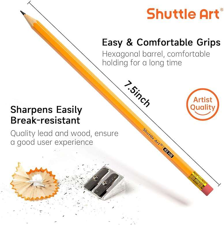 Shuttle Art Wood-Cased #2 HB Pencils, 350 Pack Sharpened Yellow Pencils with Erasers, Bulk Pack Graphite Pencils for School and Teacher Supplies, Writing, Drawing and Sketching - Image 3