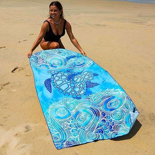 Elite Trend Microfiber Beach Towel for Adults with Bag - Extra Large 78x35 inch Lightweight Sand Free Quick Dry Towel for Travel, Swimming, Yoga, Camping (Sea Turtle) - Image 8