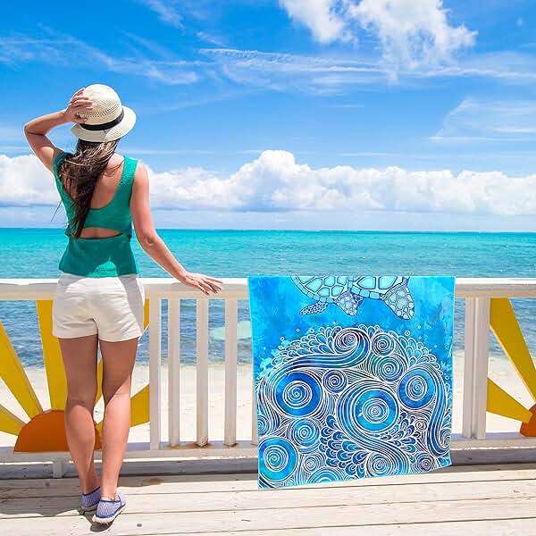 Elite Trend Microfiber Beach Towel for Adults with Bag - Extra Large 78x35 inch Lightweight Sand Free Quick Dry Towel for Travel, Swimming, Yoga, Camping (Sea Turtle) - Image 9