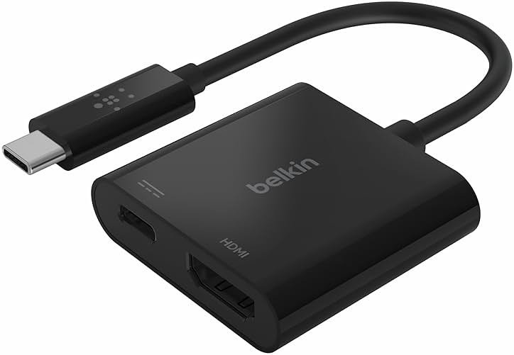 Belkin USB C to HDMI Adapter + USBC Charging Port to Charge While You Display, Supports 4K UHD Video, Passthrough Power up to 60W for Connected Devices, Compatible with MacBook, iPad, Windows - Product Image