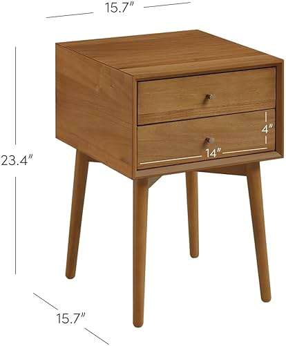 Nathan James 32704 Harper Mid-Century Oak Wood Nightstand with 2-Drawers, Small Side End Table with Storage, Brown - Image 2