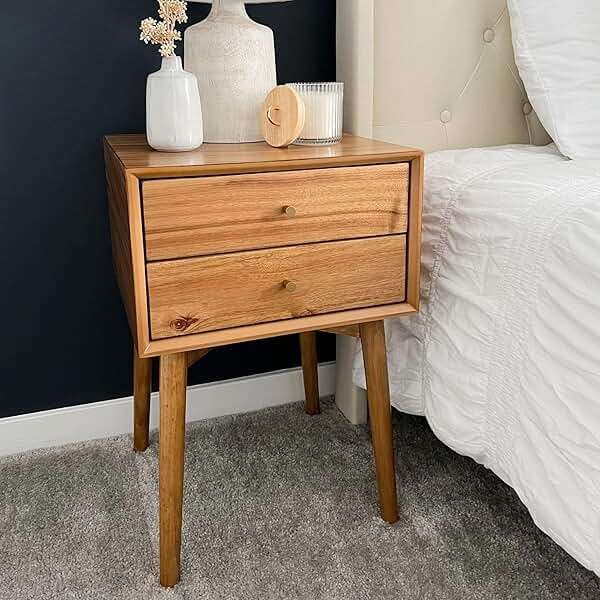 Nathan James 32704 Harper Mid-Century Oak Wood Nightstand with 2-Drawers, Small Side End Table with Storage, Brown - Image 5