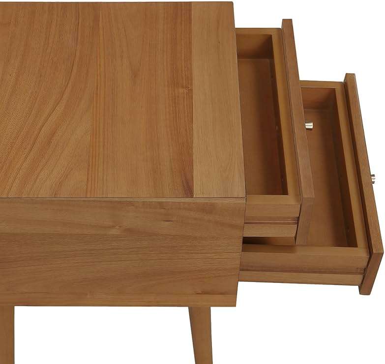 Nathan James 32704 Harper Mid-Century Oak Wood Nightstand with 2-Drawers, Small Side End Table with Storage, Brown - Image 6