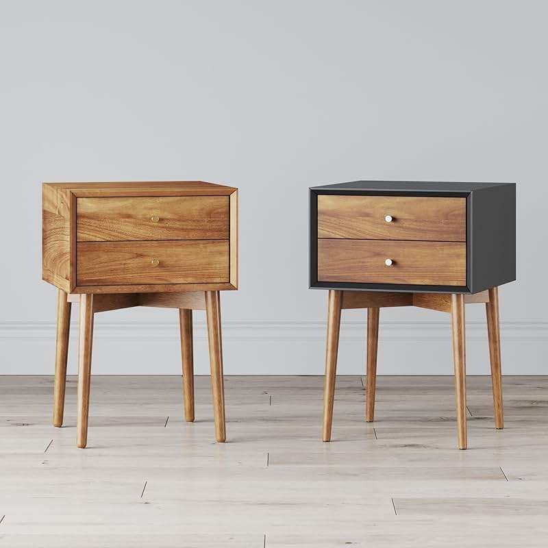 Nathan James 32704 Harper Mid-Century Oak Wood Nightstand with 2-Drawers, Small Side End Table with Storage, Brown - Image 10