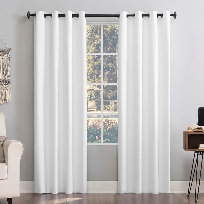 Sun Zero Columbia 2-Pack Thermal Energy Saving 100% Blackout Grommet Curtain Panel Pair, 50" x 84", Dove White - Product Image