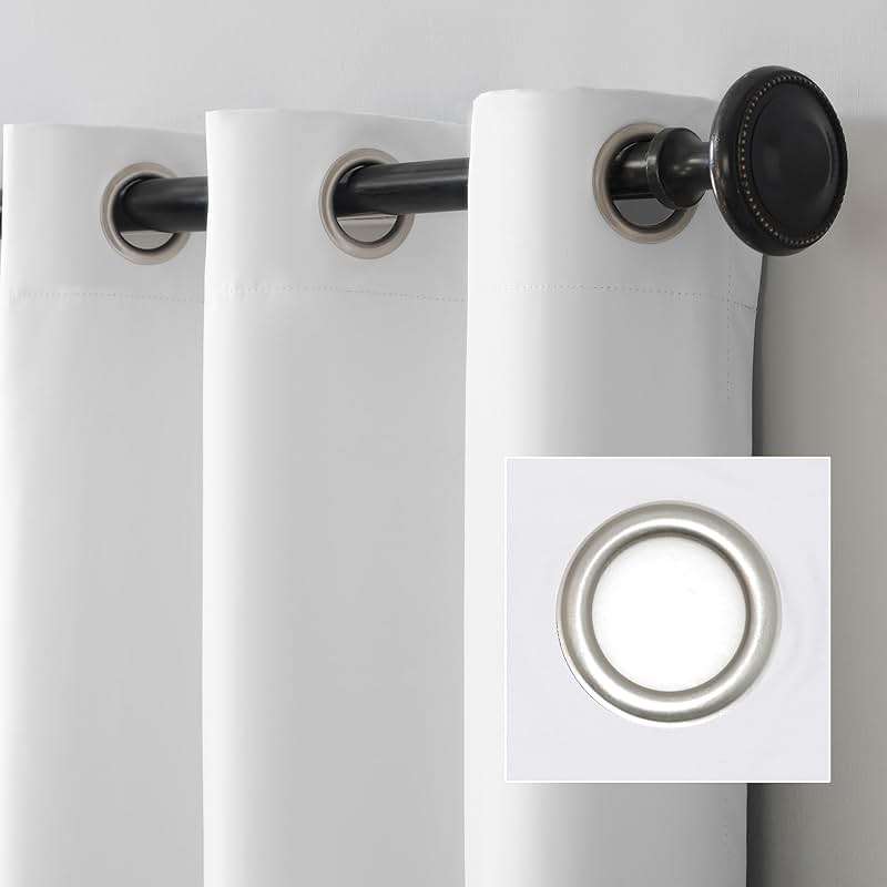 Sun Zero Columbia 2-Pack Thermal Energy Saving 100% Blackout Grommet Curtain Panel Pair, 50" x 84", Dove White - Image 3