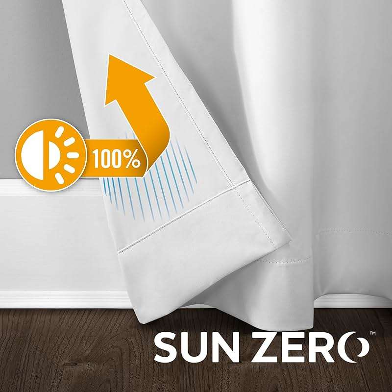 Sun Zero Columbia 2-Pack Thermal Energy Saving 100% Blackout Grommet Curtain Panel Pair, 50" x 84", Dove White - Image 5