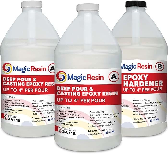 Deep Pour Epoxy Resin Kit | 3 Gallon (11.4 L) | 4'' Deep Pour & Casting Epoxy Resin | Low Odor | Crystal Clear & High Gloss | For River Tables, Casting - Product Image