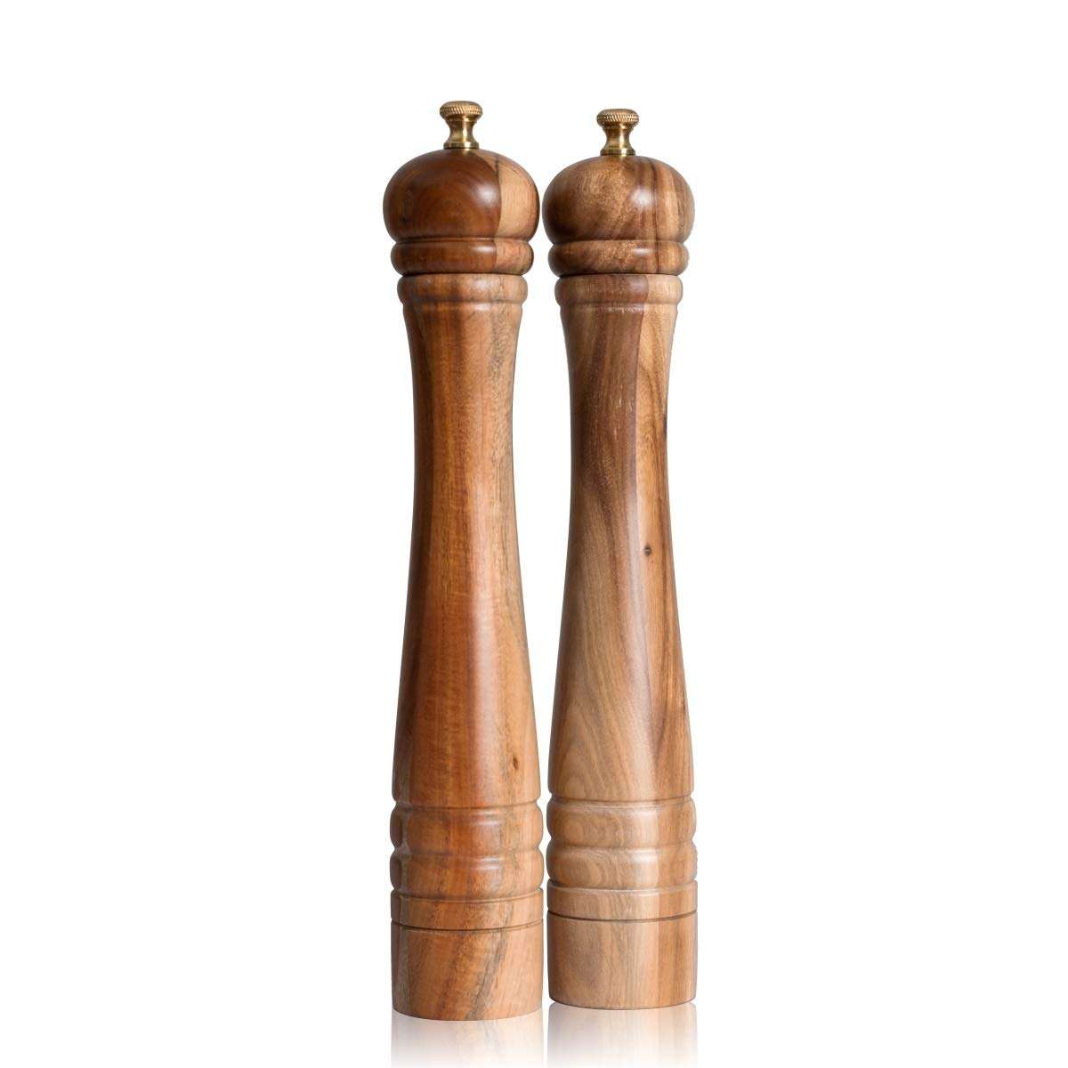 DeroTeno Salt and Pepper Mill Set, Pepper Grinder with Adjustable Stainless Steel Grinder, Salt Grinder with Ceramic Grinder, Acacia Wood, Height 30 cm / 12 inch - Image 1