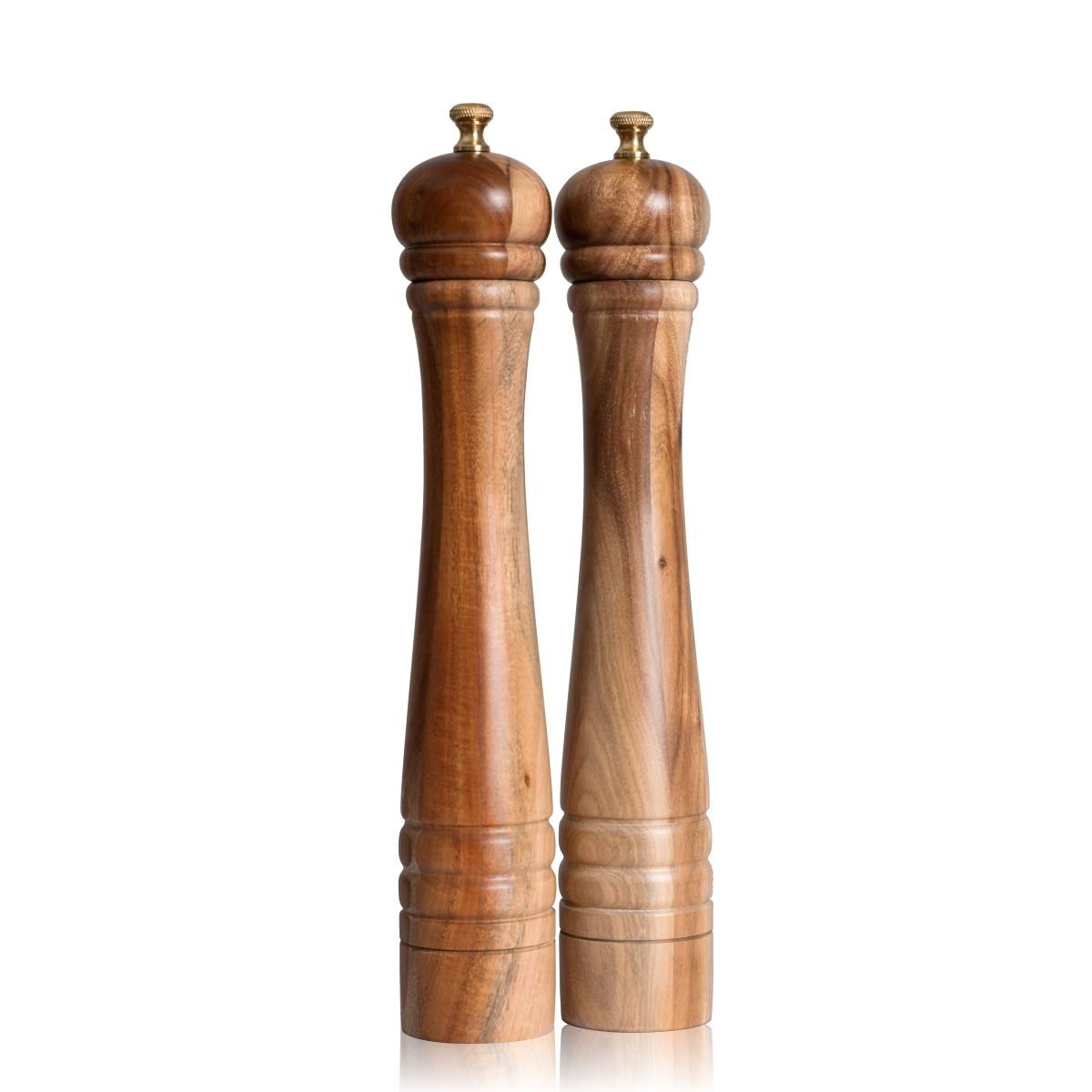 DeroTeno Salt and Pepper Mill Set, Pepper Grinder with Adjustable Stainless Steel Grinder, Salt Grinder with Ceramic Grinder, Acacia Wood, Height 30 cm / 12 inch - Product Image
