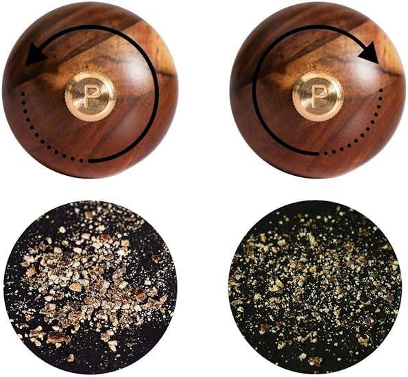 DeroTeno Salt and Pepper Mill Set, Pepper Grinder with Adjustable Stainless Steel Grinder, Salt Grinder with Ceramic Grinder, Acacia Wood, Height 30 cm / 12 inch - Image 5
