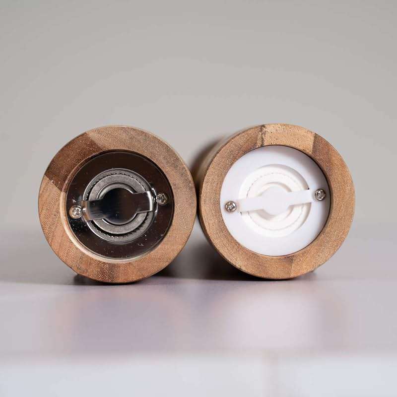 DeroTeno Salt and Pepper Mill Set, Pepper Grinder with Adjustable Stainless Steel Grinder, Salt Grinder with Ceramic Grinder, Acacia Wood, Height 30 cm / 12 inch - Image 8