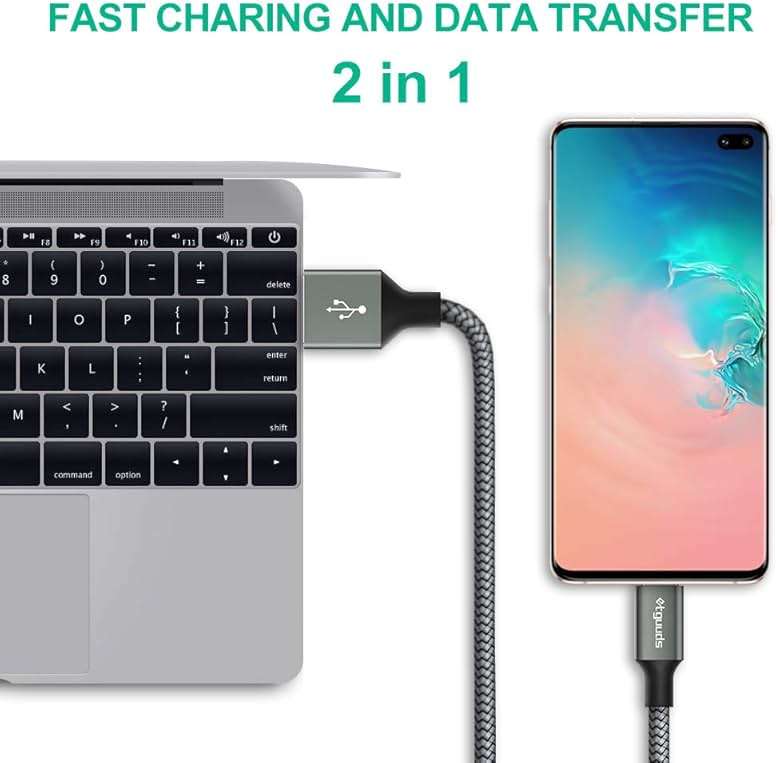 etguuds USB to USB C Cable 3ft, 2-Pack USB A to Type C Charger Cord Fast Charging for Samsung Galaxy A17 A16 A15 A26 A36 A56, S25 S24 S23 S22 S21 S20 S10 Note 20, for iPhone 17 16 15, Moto, Gray - Image 4