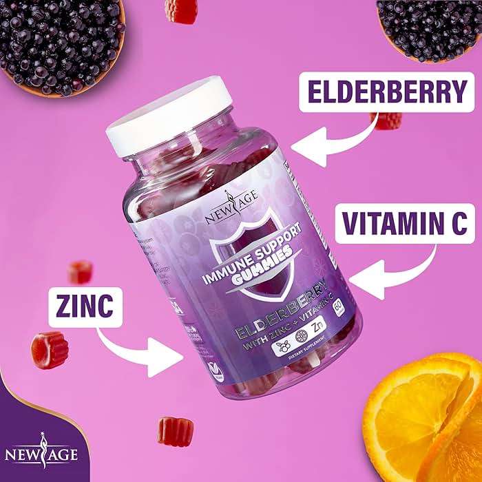 NEW AGE Immune System Support Gummies - Sambucus Black Elderberry Gummies with Vitamin C and Zinc (120 Count (Pack of 2)) - Image 7