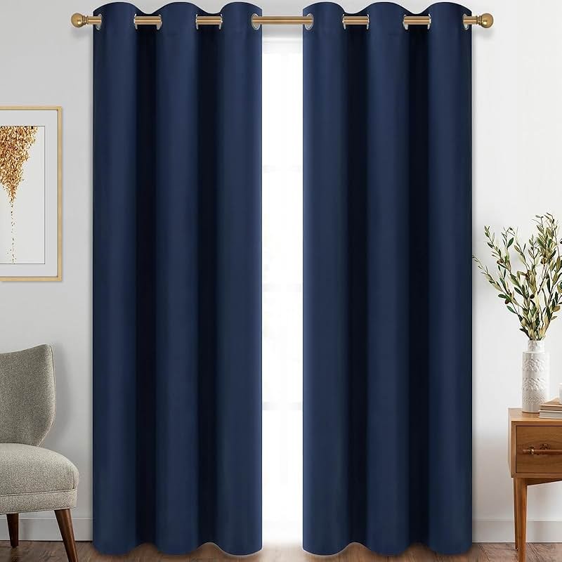 Diraysid Blackout Curtains for Bedroom Grommet Thermal Insulated Room Darkening Curtains (42 x 84 Inch, 2 Panels, Navy Blue) - Product Image