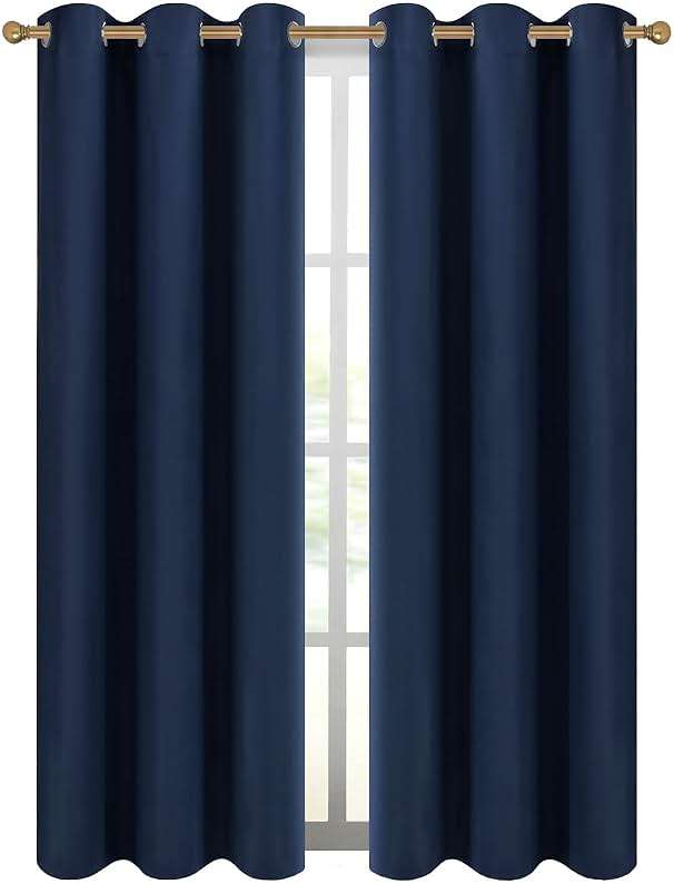 Diraysid Blackout Curtains for Bedroom Grommet Thermal Insulated Room Darkening Curtains (42 x 84 Inch, 2 Panels, Navy Blue) - Image 3