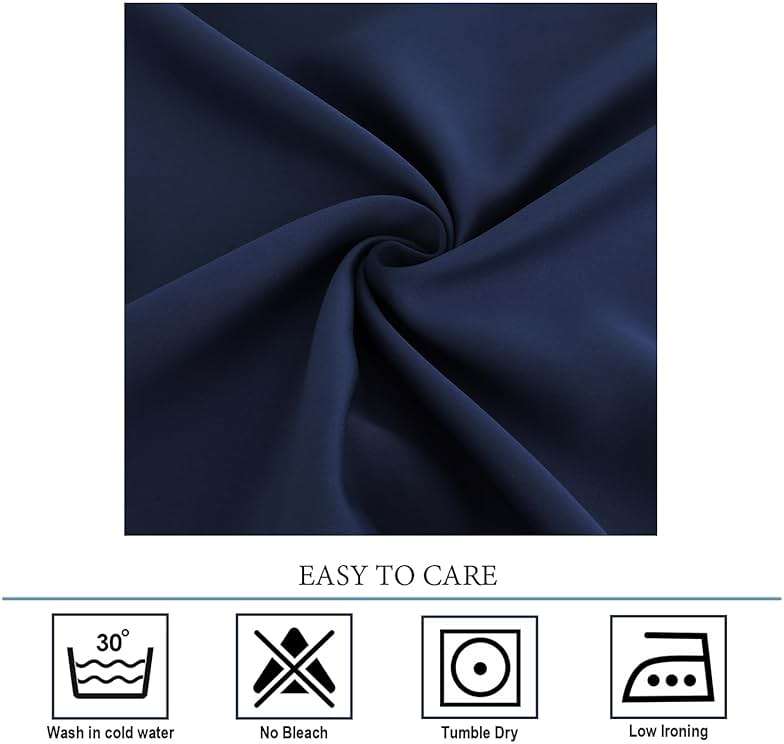Diraysid Blackout Curtains for Bedroom Grommet Thermal Insulated Room Darkening Curtains (42 x 84 Inch, 2 Panels, Navy Blue) - Image 6