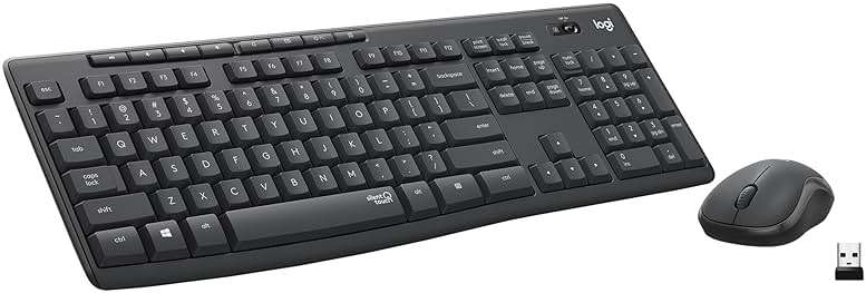 Logitech MK295 Wireless Mouse & Keyboard Combo with SilentTouch Technology, Full Numpad, Advanced Optical Tracking, Lag-Free Wireless, 90% Less Noise - Graphite - Image 1