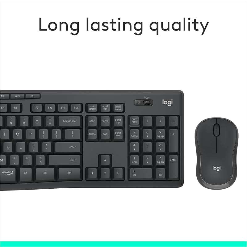 Logitech MK295 Wireless Mouse & Keyboard Combo with SilentTouch Technology, Full Numpad, Advanced Optical Tracking, Lag-Free Wireless, 90% Less Noise - Graphite - Image 6