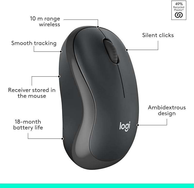 Logitech MK295 Wireless Mouse & Keyboard Combo with SilentTouch Technology, Full Numpad, Advanced Optical Tracking, Lag-Free Wireless, 90% Less Noise - Graphite - Image 9