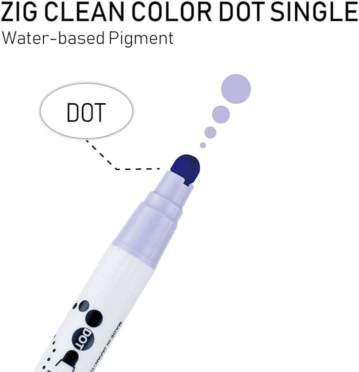 Kuretake CLEAN COLOR DOT Single Mild 6 colors set, Flexible dot tip marker, for Journals, Crafts, Illustration, Lettering, Planners, Made in Japan - Image 4