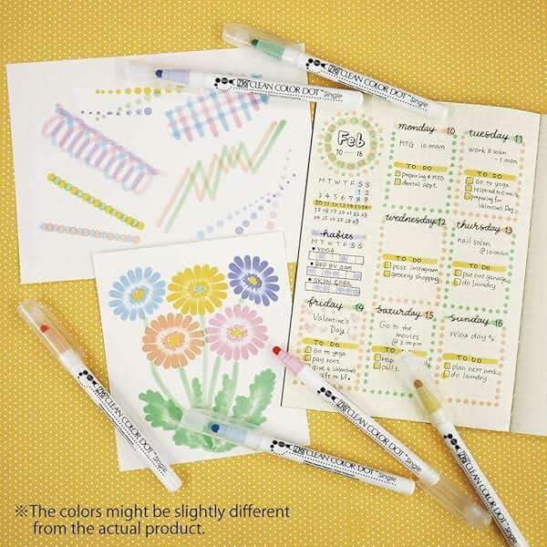 Kuretake CLEAN COLOR DOT Single Mild 6 colors set, Flexible dot tip marker, for Journals, Crafts, Illustration, Lettering, Planners, Made in Japan - Image 6