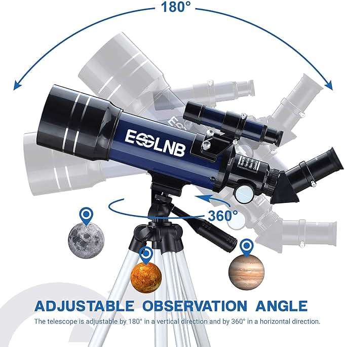 ESSLNB Telescope for Adults, 70mm Aperture Refractor Telescopes (15X-180X) for Astronomy Beginners, Portable Travel Telescope with Phone Adapter & Adjustable Tripod - Image 5