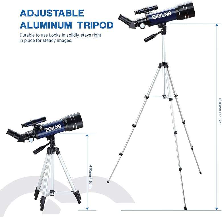 ESSLNB Telescope for Adults, 70mm Aperture Refractor Telescopes (15X-180X) for Astronomy Beginners, Portable Travel Telescope with Phone Adapter & Adjustable Tripod - Image 8