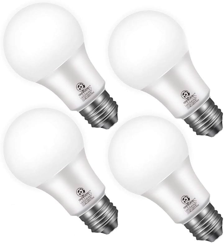 Energetic 4-Pack Dusk to Dawn LED Outdoor Light Bulb, 60 Watt Equivalent(6W), 800LM, Daylight 5000K, E26 Base, Automatic On/Off Sensor Light Bulb for Porch, Hallway, Garage, ETL Listed - Product Image