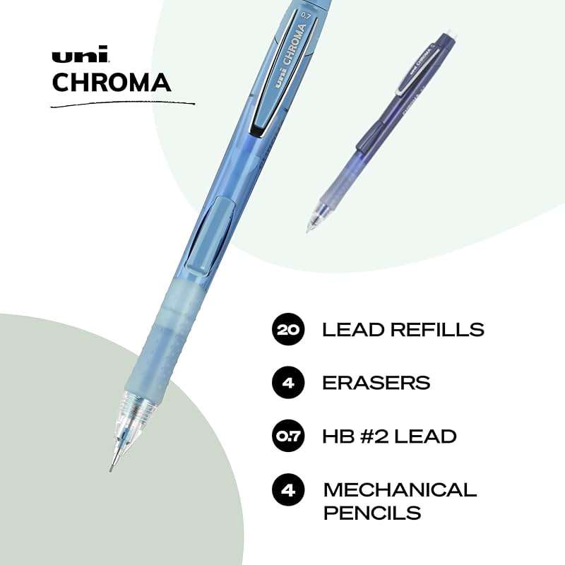 uniball Chroma Mechanical Pencil Starter Kit, 0.7mm, HB #2, Assorted Barrels, 4 Pack - Image 4