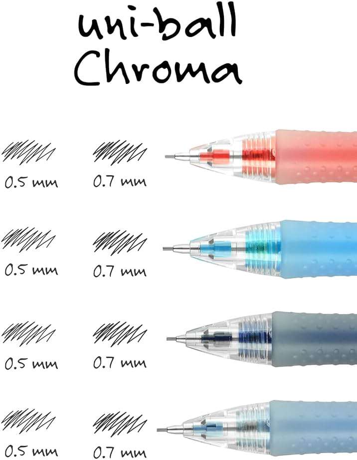 uniball Chroma Mechanical Pencil Starter Kit, 0.7mm, HB #2, Assorted Barrels, 4 Pack - Image 7