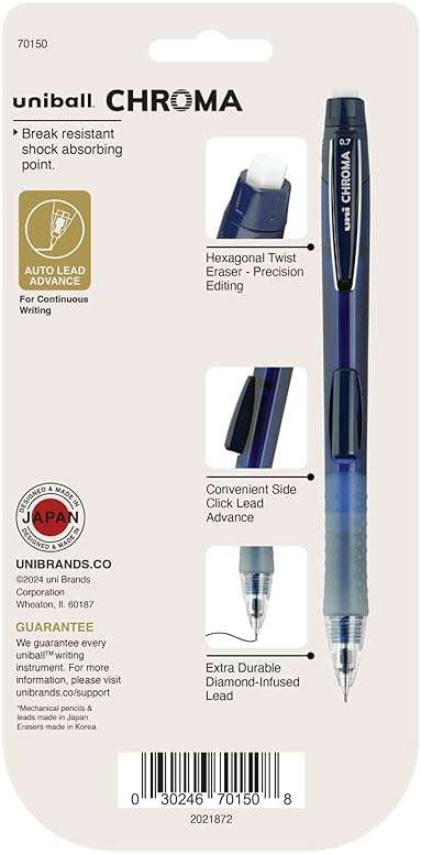 uniball Chroma Mechanical Pencil Starter Kit, 0.7mm, HB #2, Assorted Barrels, 4 Pack - Image 8