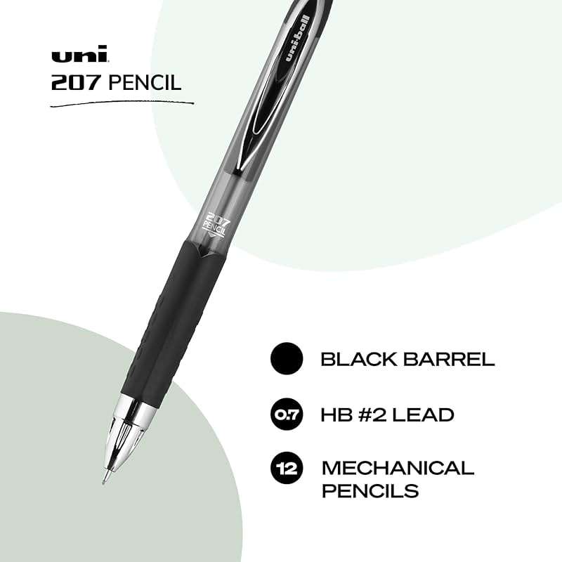 uniball 207 Mechanical Pencil, 0.7 Mm, Hb (#2), Black Lead, Black Barrel, Dozen - Image 2