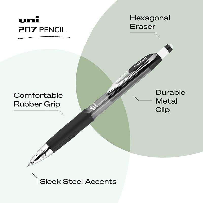 uniball 207 Mechanical Pencil, 0.7 Mm, Hb (#2), Black Lead, Black Barrel, Dozen - Image 3